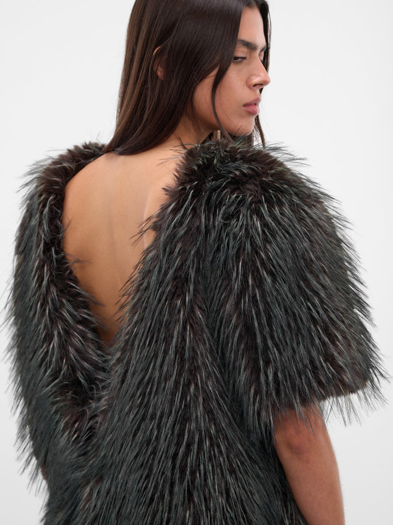 Green Graphic Faux Fur Sweater (25-08183-551-GREEN)