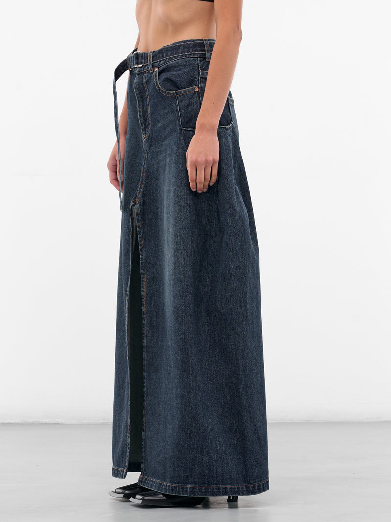 Blue Denim Deconstructed Maxi Skirt (25-08193-401-BLUE)