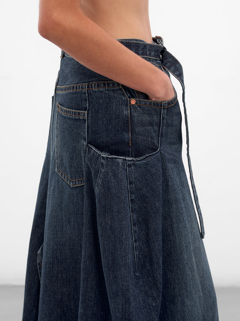 Blue Denim Deconstructed Maxi Skirt (25-08193-401-BLUE)