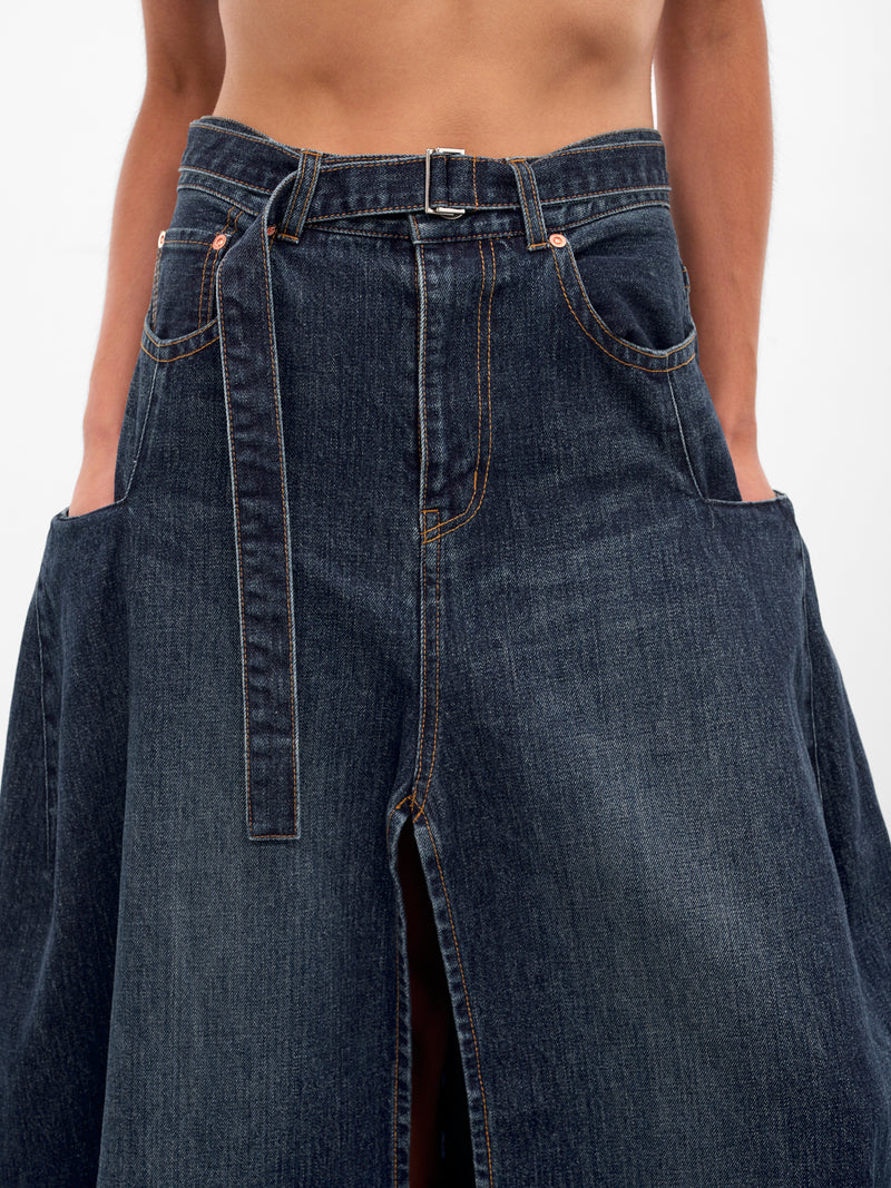 Blue Denim Deconstructed Maxi Skirt (25-08193-401-BLUE)