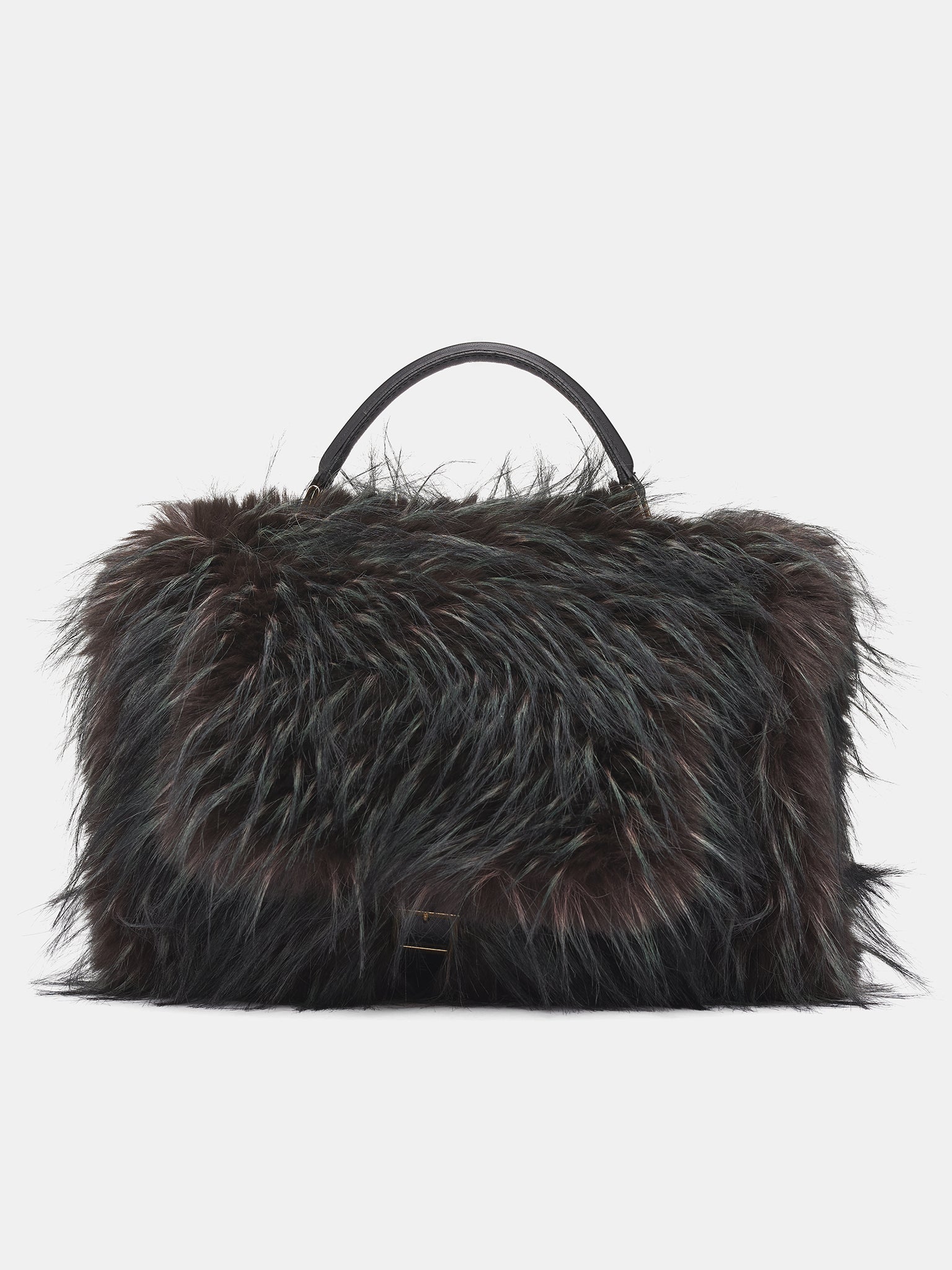 Brown Vegan Fur Bag (25-08255-564-GREEN-BROWN)