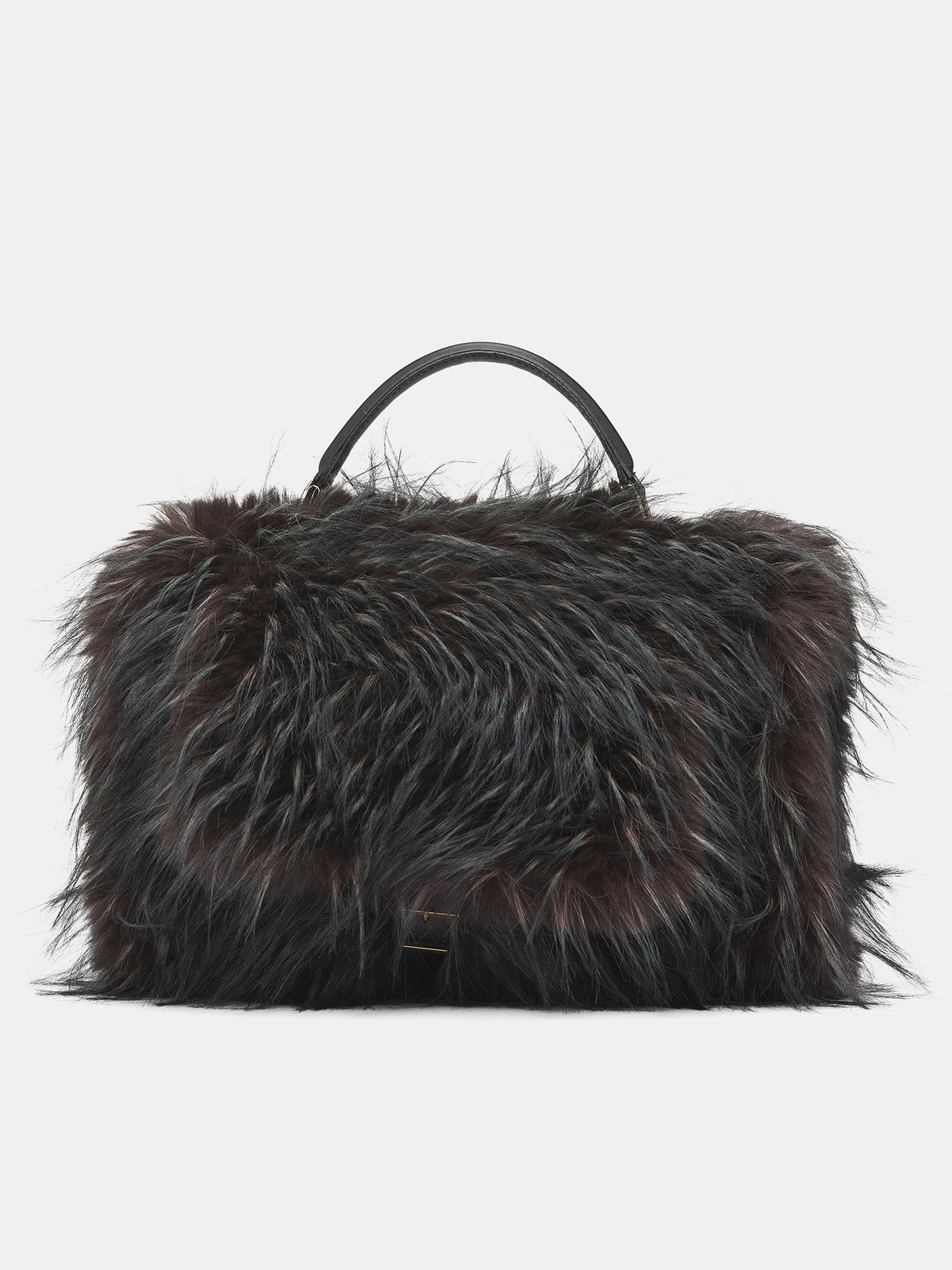 Brown Vegan Fur Bag (25-08255-564-GREEN-BROWN)