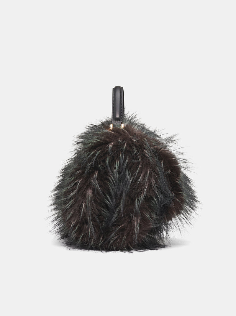 Brown Vegan Fur Bag (25-08255-564-GREEN-BROWN)