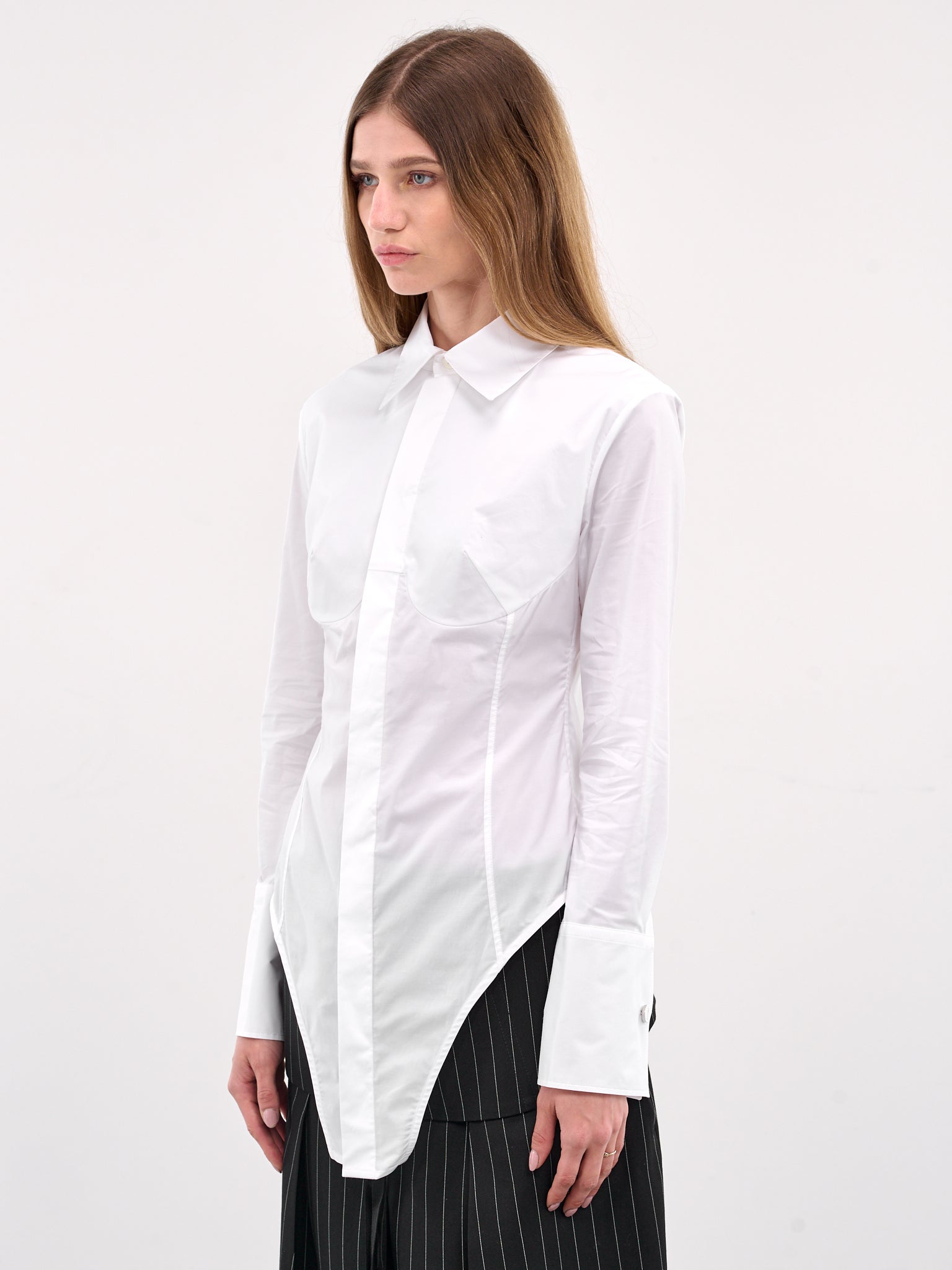 The White Cotton Bodysuit Shirt (25-34-F-CH097-C071-WHITE)