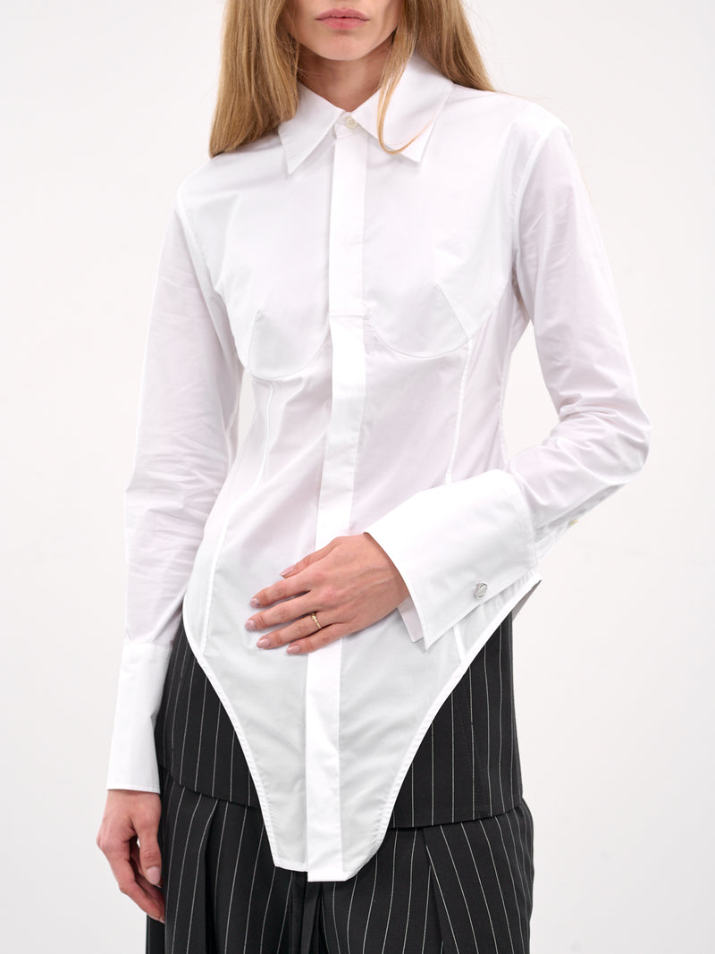 The White Cotton Bodysuit Shirt (25-34-F-CH097-C071-WHITE)
