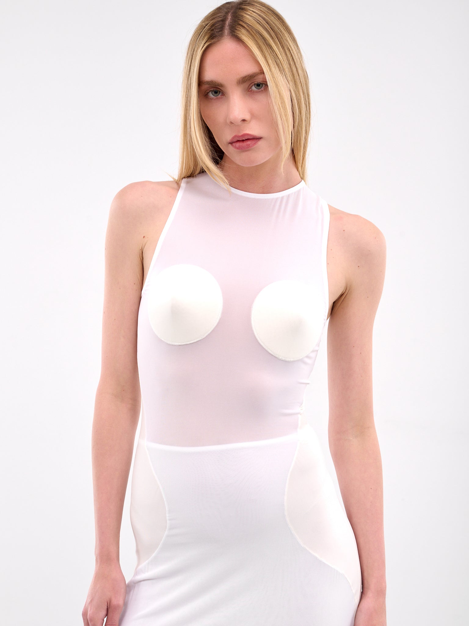 The Conical Dress (25-34-F-RO372-J082-WHITE-ECRU)