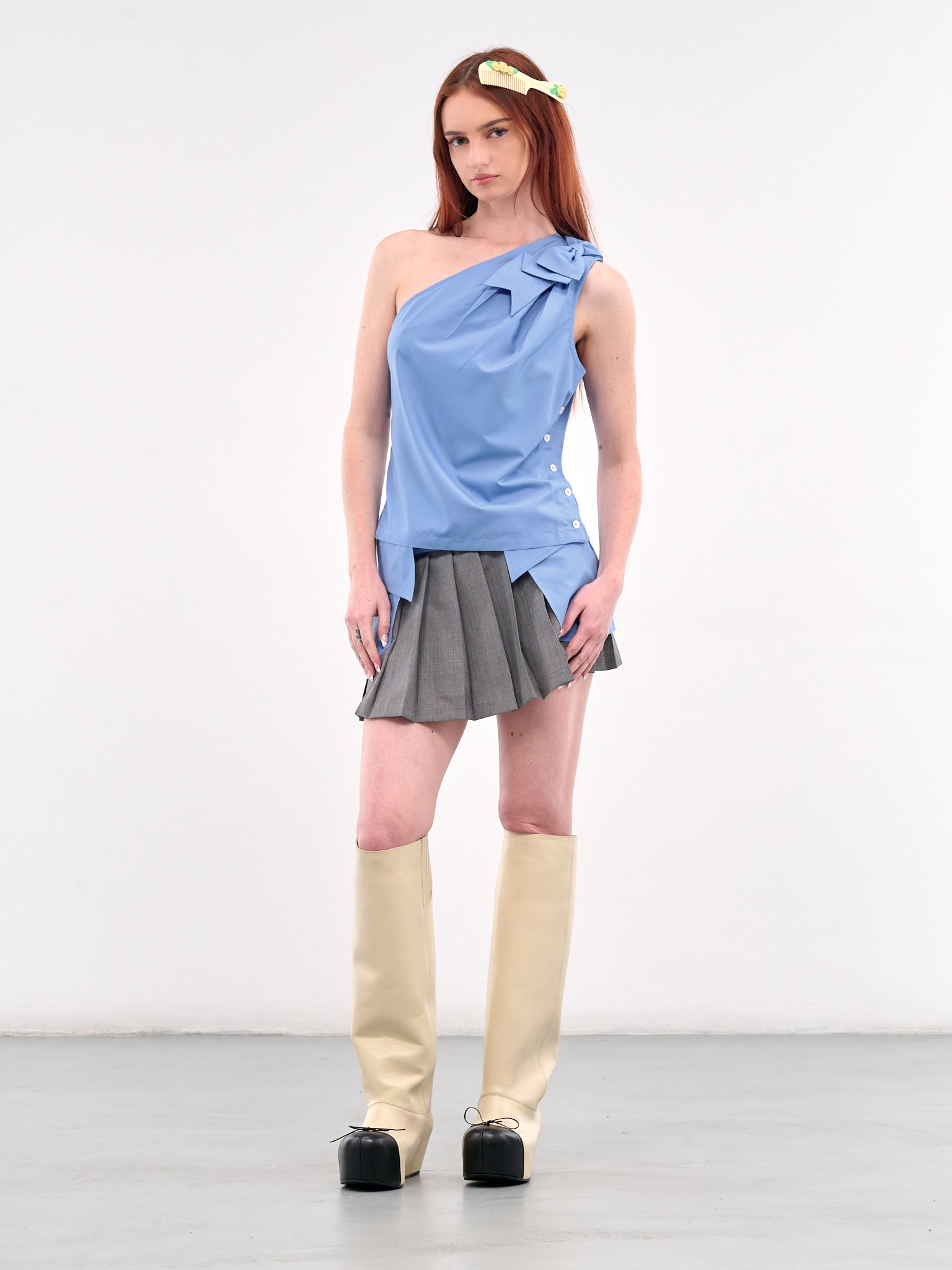 Collar Layered Mini Skort (25004-BLUE-GREY)