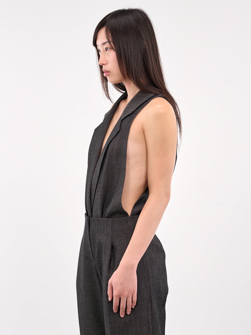 Facile Tailored Twill Bodysuit (25011630-SPECKLED-BLACK)