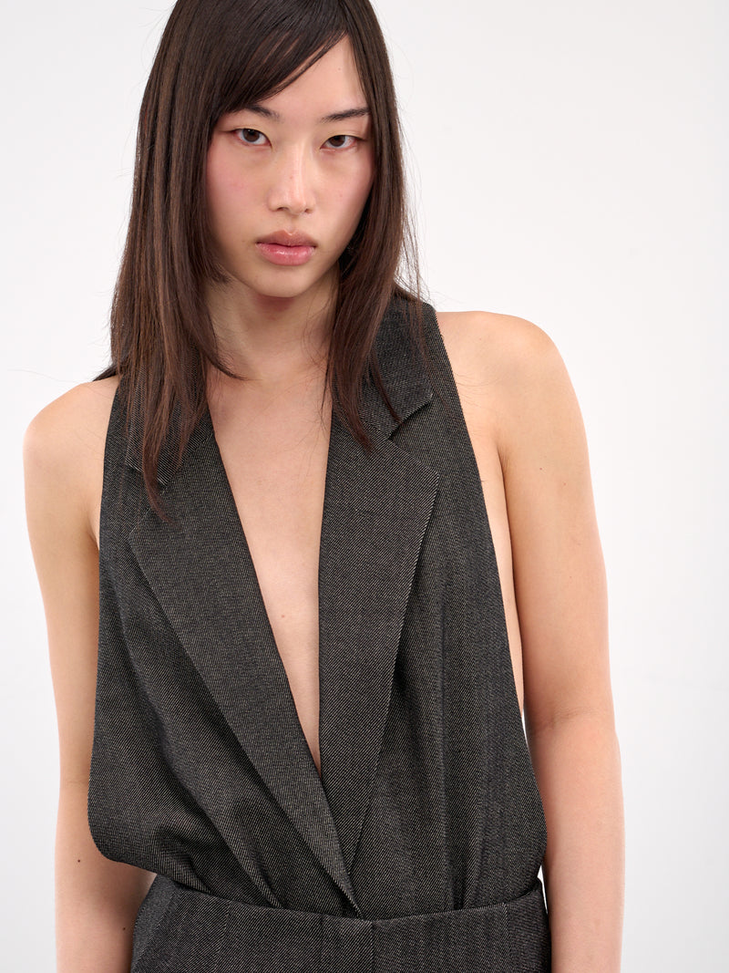 Facile Tailored Twill Bodysuit (25011630-SPECKLED-BLACK)