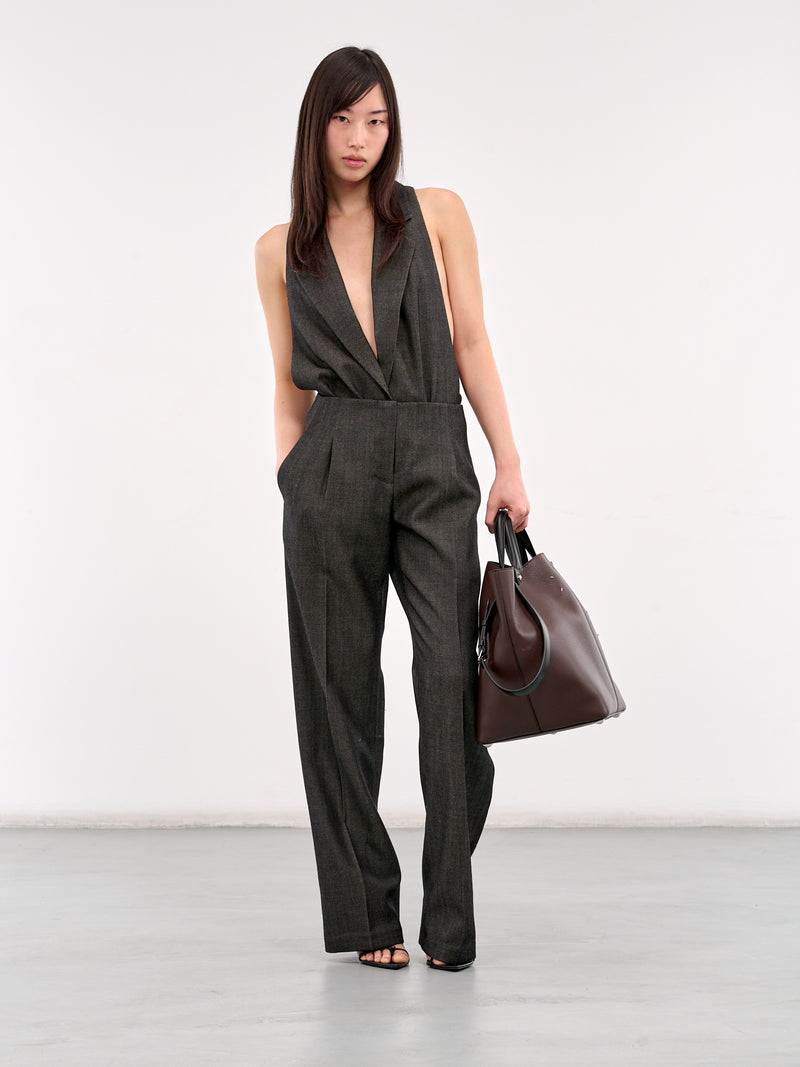 Facile Tailored Twill Bodysuit (25011630-SPECKLED-BLACK)