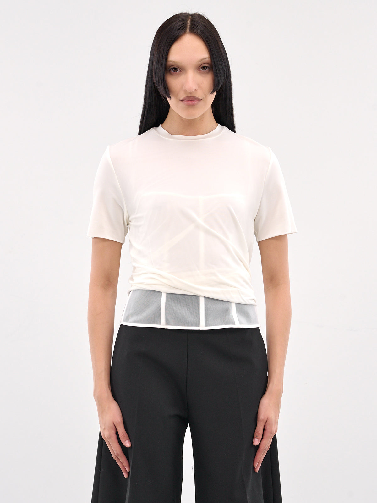 Coiled Jersey Corseted Tee (25011671-WHITE)