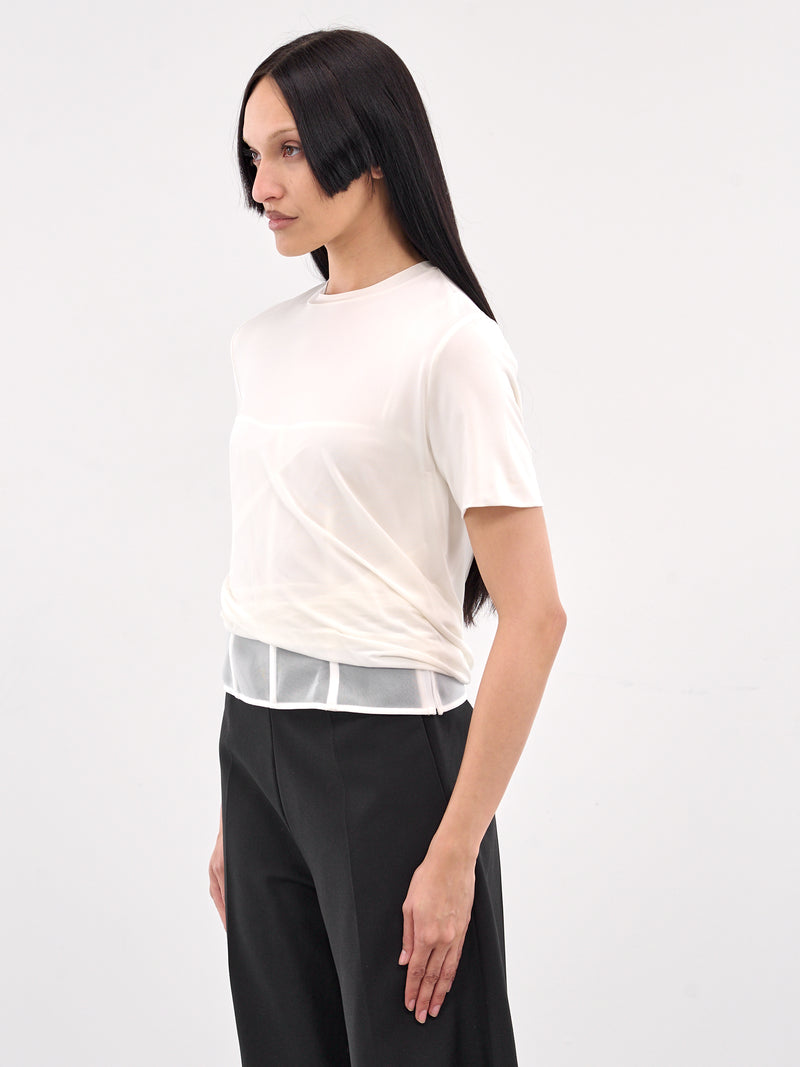 Coiled Jersey Corseted Tee (25011671-WHITE)