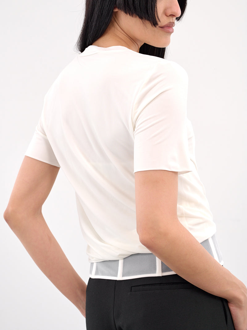 Coiled Jersey Corseted Tee (25011671-WHITE)