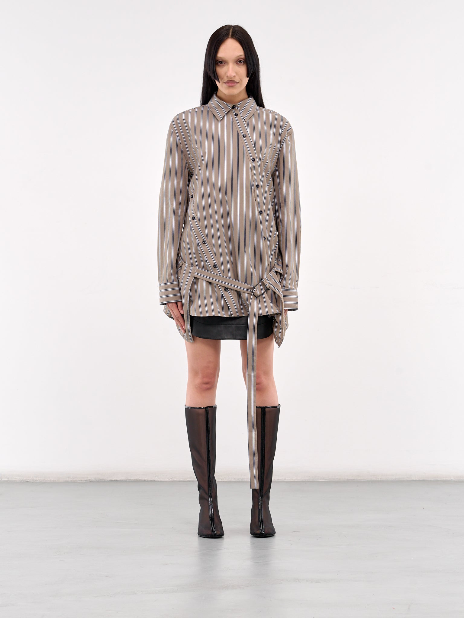 Deconstructed Cotton Shirt Tunic (25013570-EUCALYPT-NAVY)