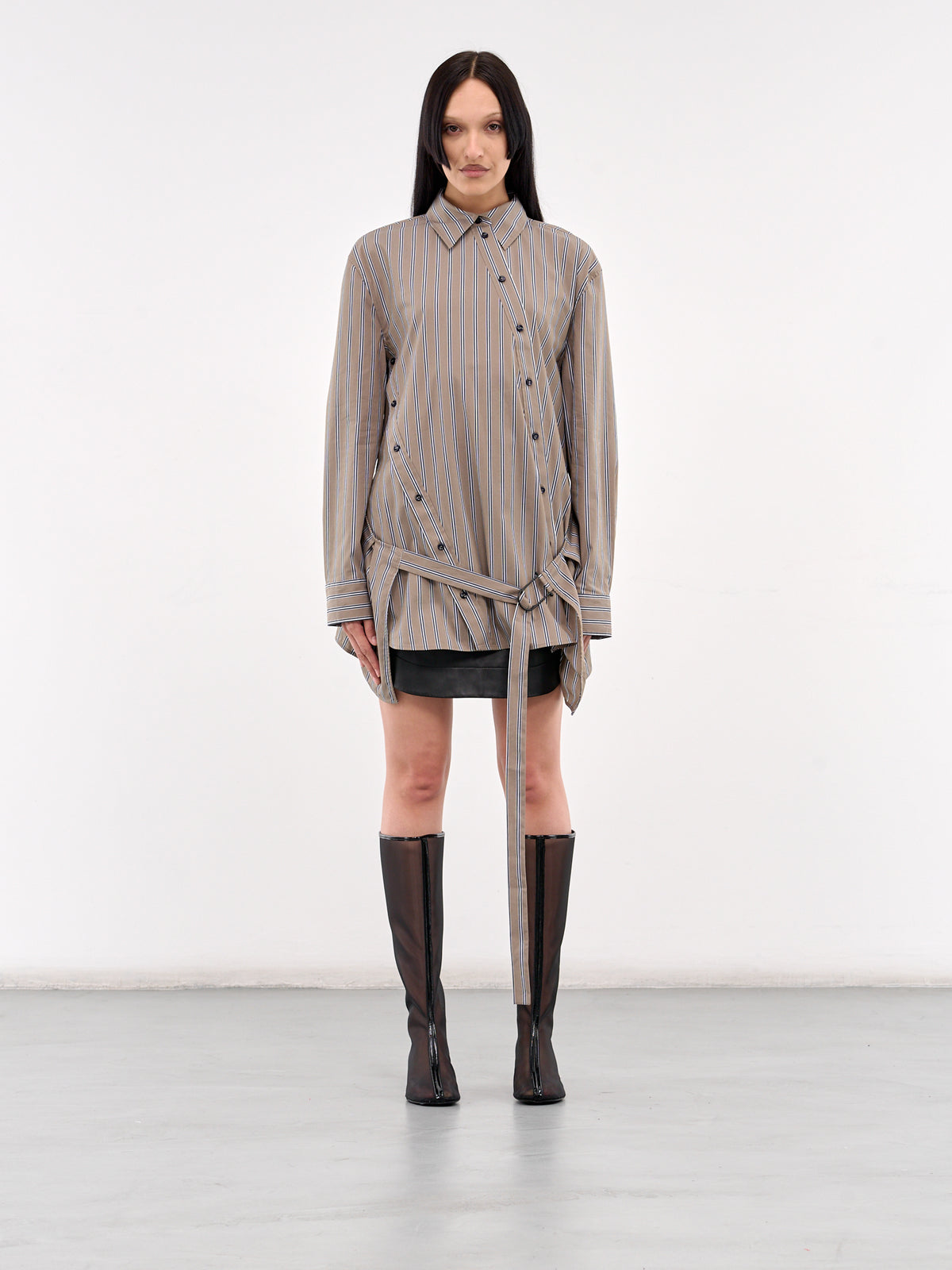 Deconstructed Cotton Shirt Tunic (25013570-EUCALYPT-NAVY)