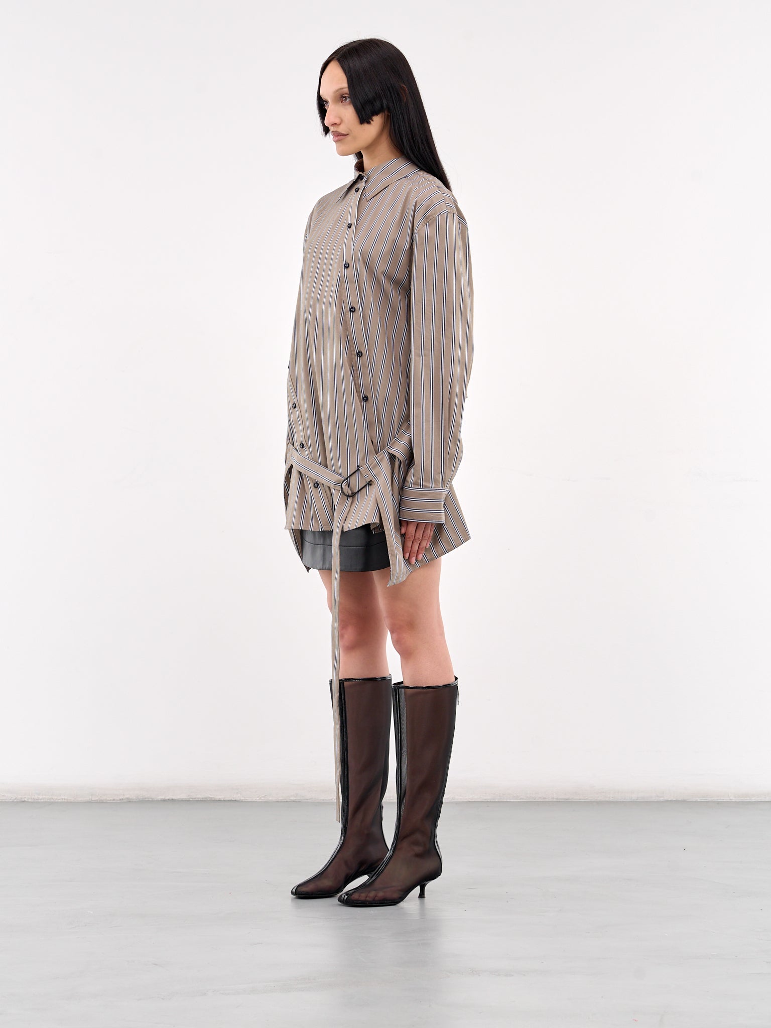 Deconstructed Cotton Shirt Tunic (25013570-EUCALYPT-NAVY)