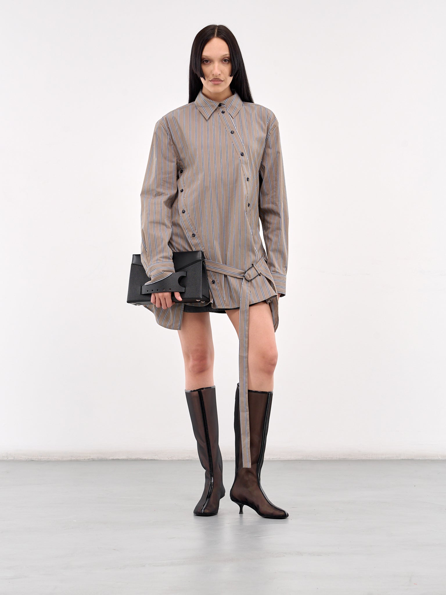 Deconstructed Cotton Shirt Tunic (25013570-EUCALYPT-NAVY)