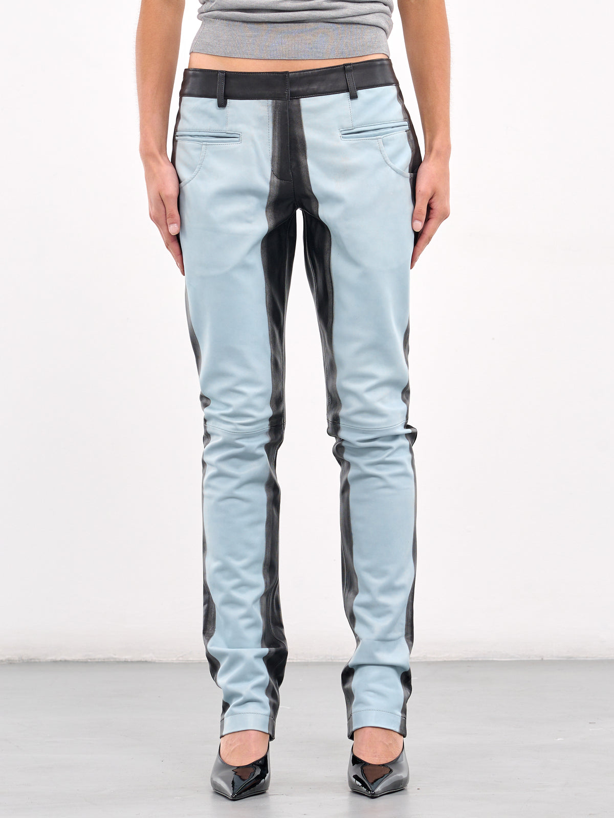 Scuffed Leather Jeans (25015456-CLEAR-BLUE-BLACK)