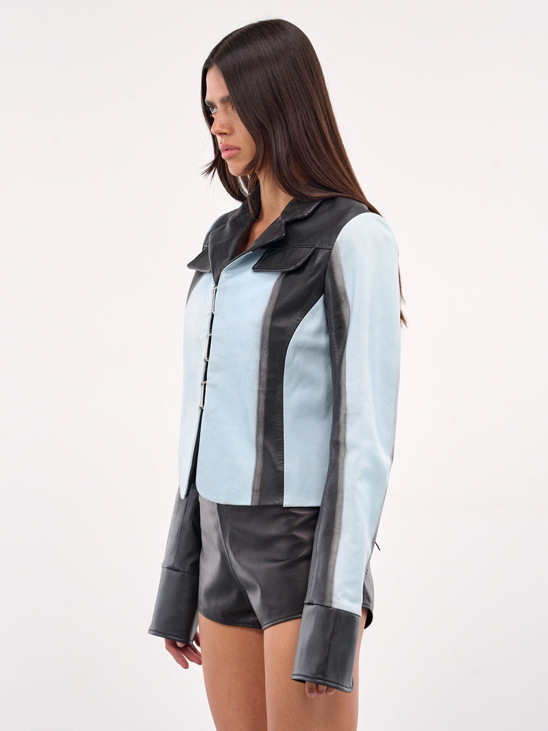 Scuffed Leather Jacket (25016714-CLEAR-BLUE-BLACK)