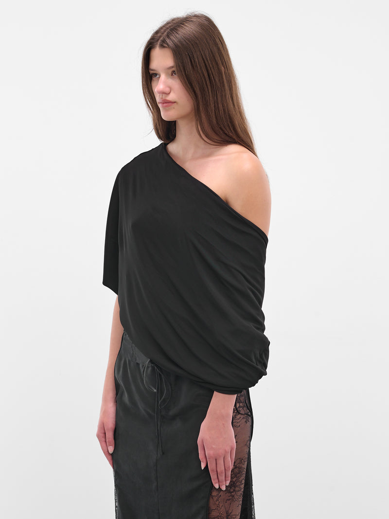Black Aiba Draped Jersey Top (25021395-BLACK)