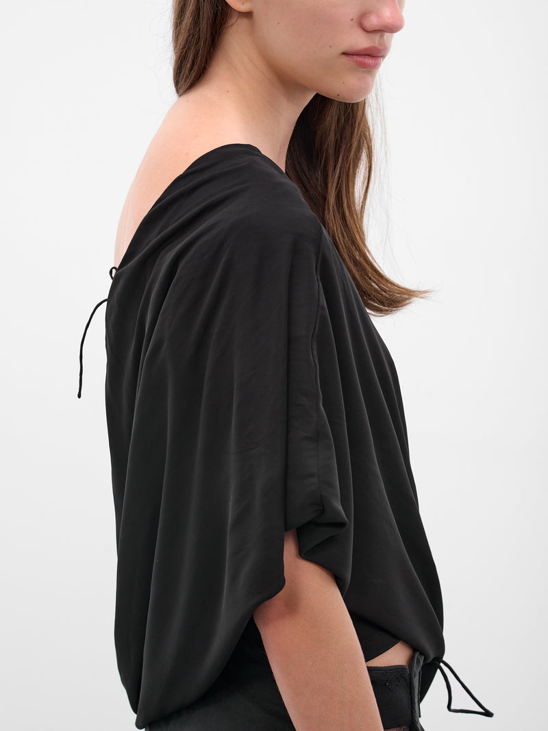 Black Aiba Draped Jersey Top (25021395-BLACK)