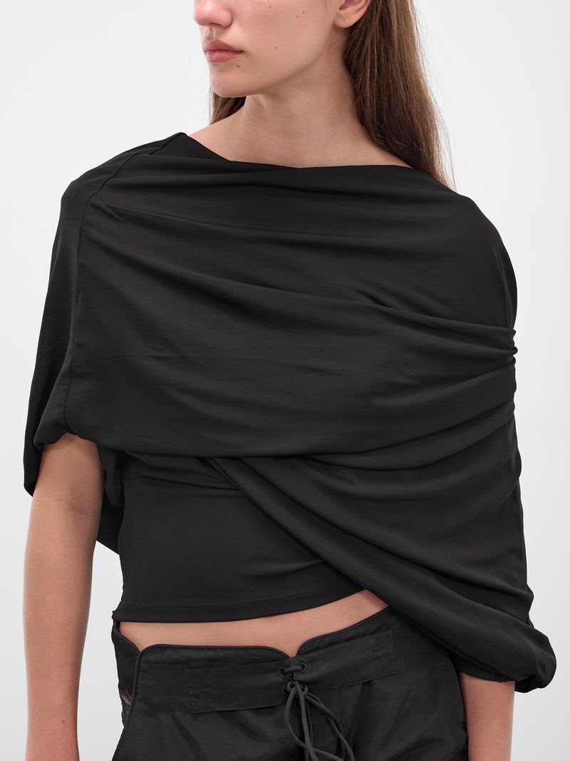 Black Aiba Draped Jersey Top (25021395-BLACK)