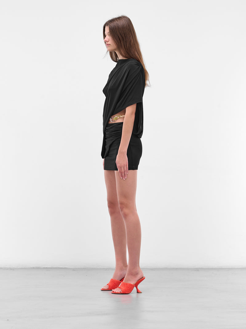 Encased Nature Resin Draped Dress (25021402-BLACK)