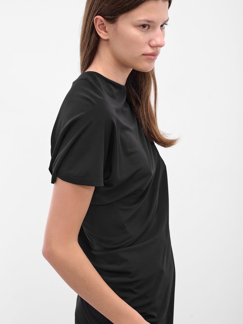 Encased Nature Resin Draped Dress (25021402-BLACK)