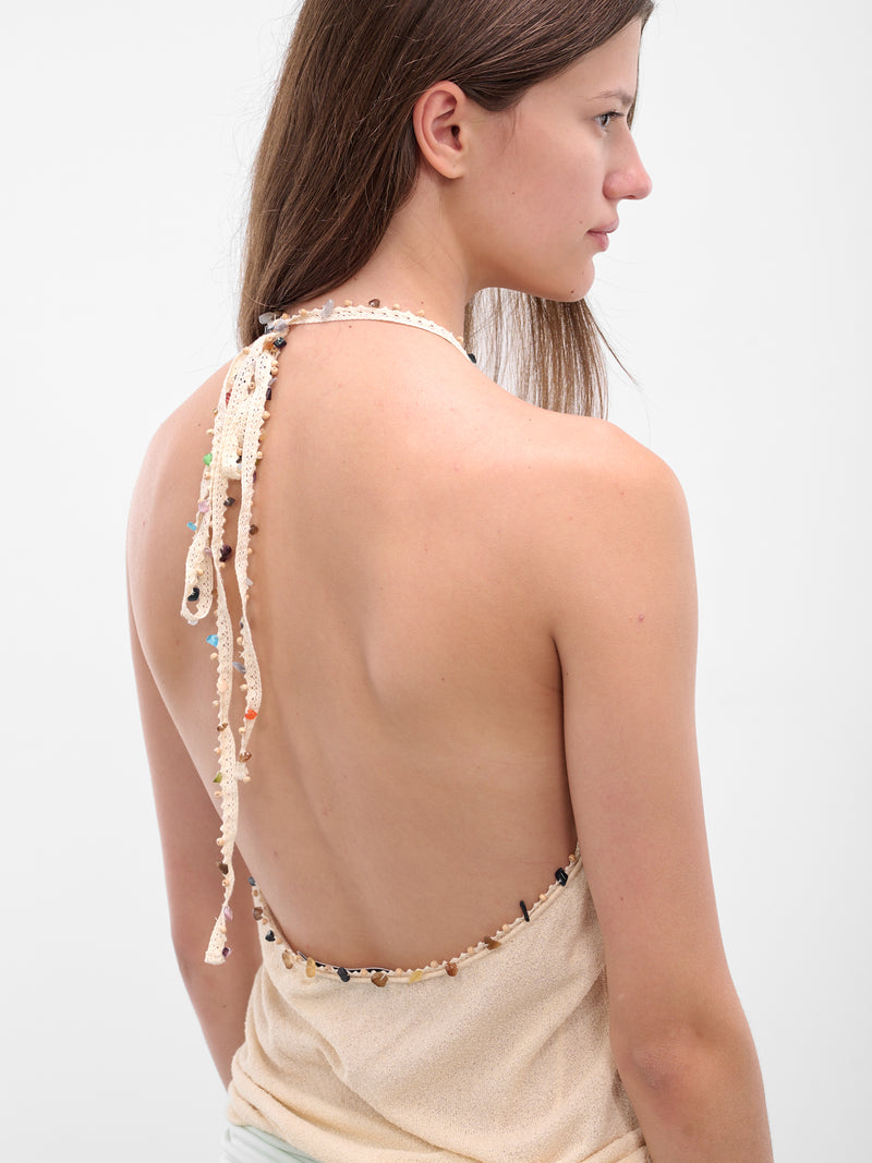 Beige Beach Quartz Halter Top (25021557-BONE)