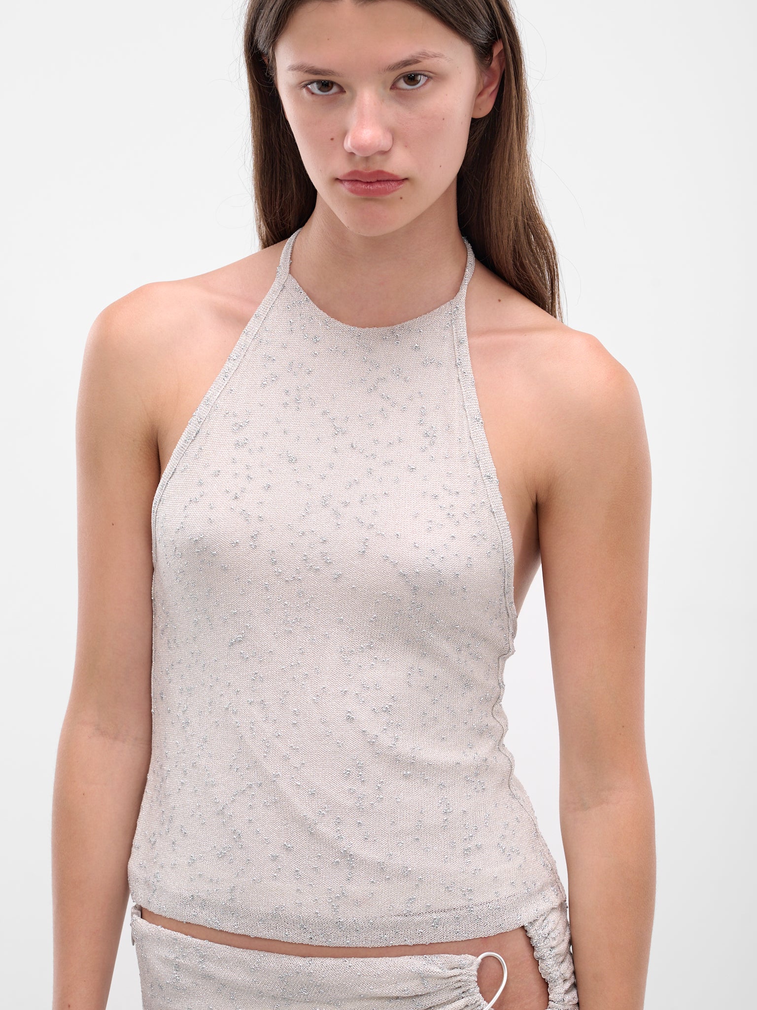 Gray Imber Metallic Halter Top (25021588-DUNE-METALLIC)