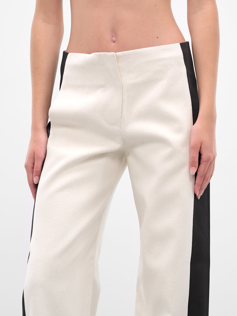 Tuxedo Contrast Silk Trousers (25025338-WHITE-BLACK)
