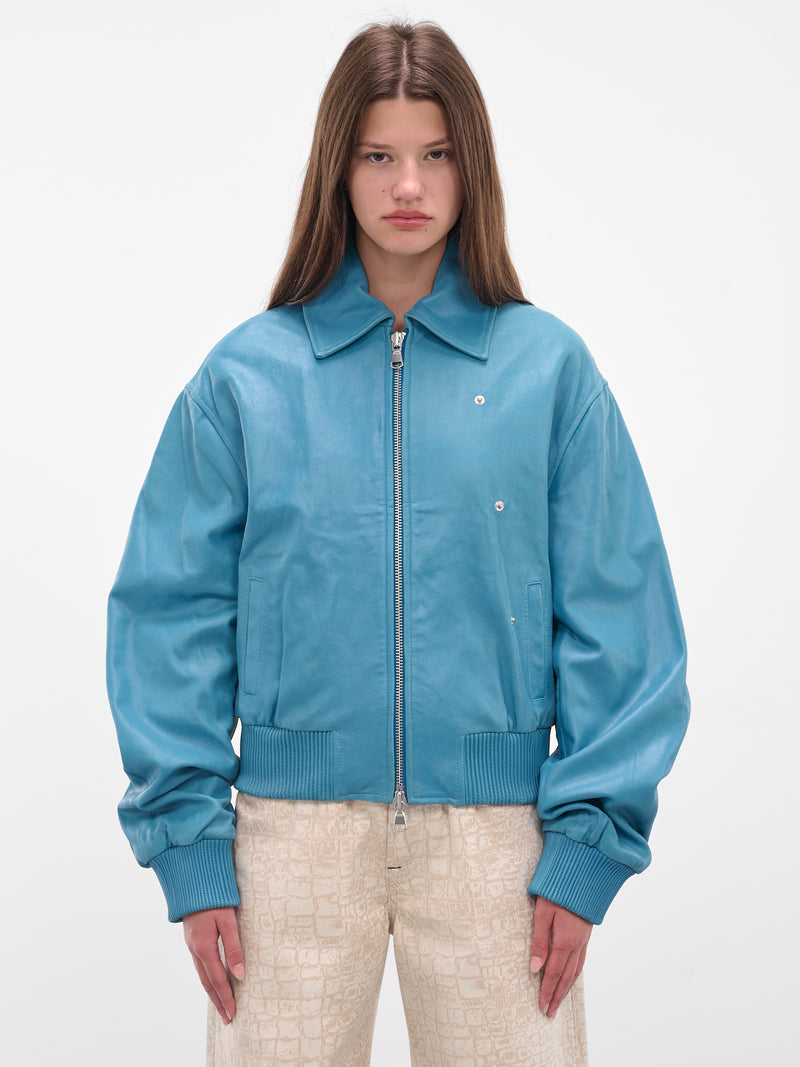Blue Washed Lambskin Flight Bomber (25026590-LAKE)