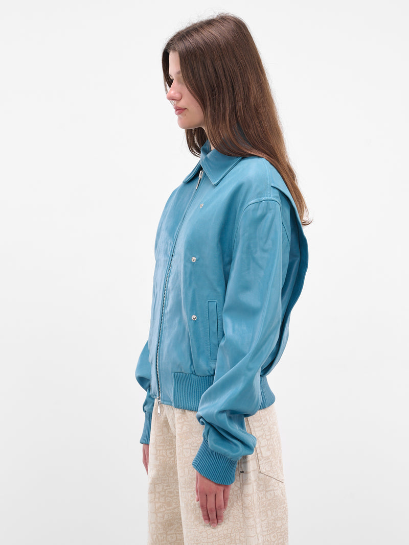 Blue Washed Lambskin Flight Bomber (25026590-LAKE)