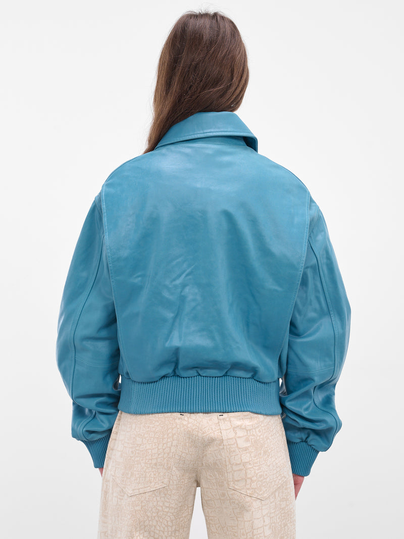 Blue Washed Lambskin Flight Bomber (25026590-LAKE)