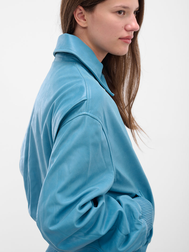 Blue Washed Lambskin Flight Bomber (25026590-LAKE)