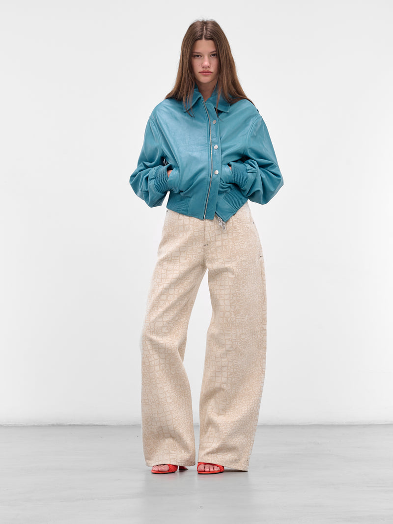 Blue Washed Lambskin Flight Bomber (25026590-LAKE)