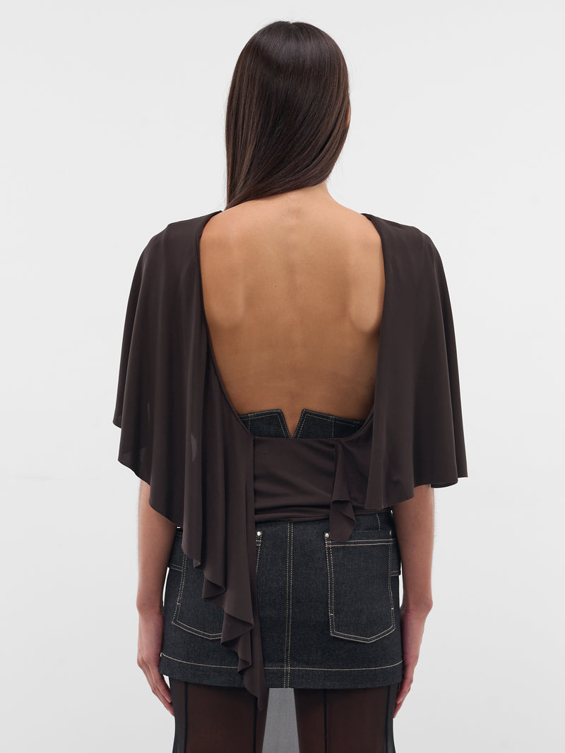 Brown Fluted Jersey Top (25031841-ESPRESSO)