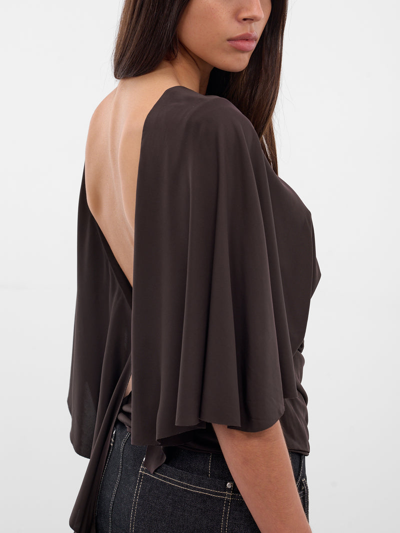 Brown Fluted Jersey Top (25031841-ESPRESSO)