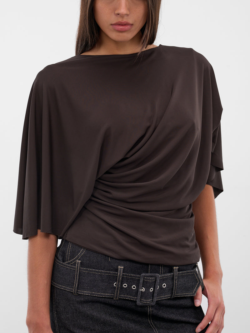 Brown Fluted Jersey Top (25031841-ESPRESSO)