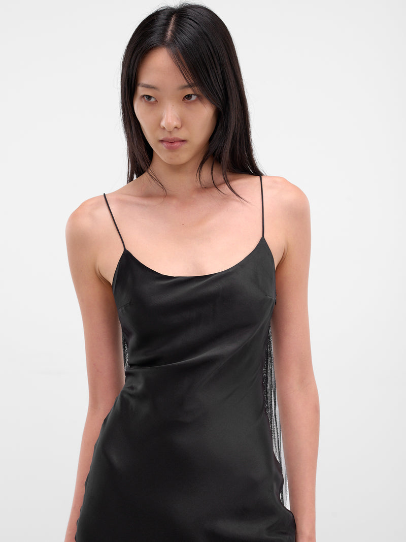 Black Silk Lattice Lace Gown (25033818-BLACK)