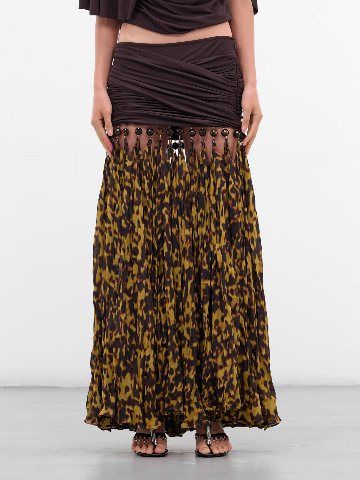 Tortoiseshell Resin Droplet Jersey Skirt (25034842-ESPRESSO-TORTOISESHEL)