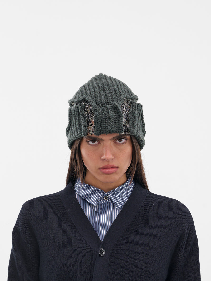 Gray Deconstructed Sequin Beanie (25038085-LIQUORICE-SILVER)