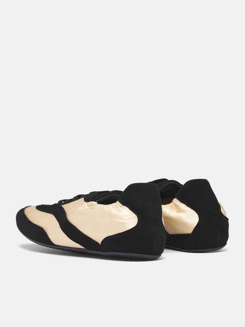 Roadie Satin Sneakers (25039046-CUSTARD-BLACK)