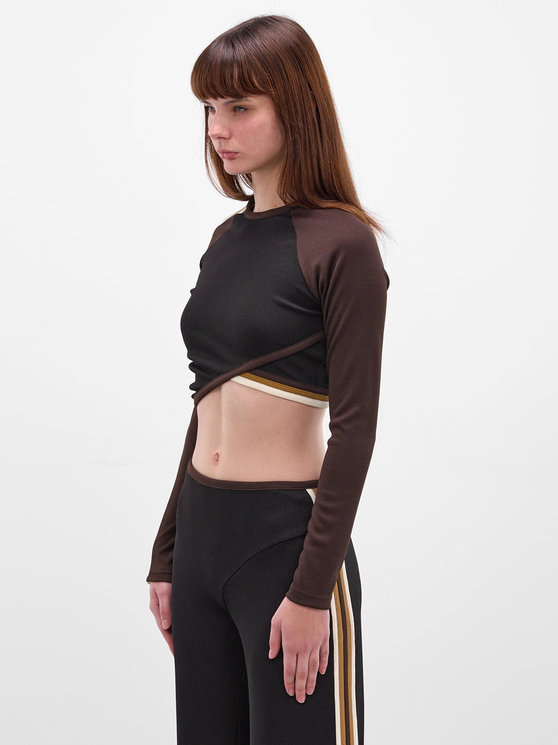 Verner Two-Tone Cropped Overlapping Top (25041272-BLACK-MULTI)