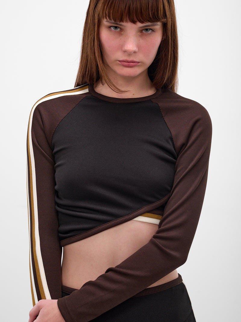 Verner Two-Tone Cropped Overlapping Top (25041272-BLACK-MULTI)