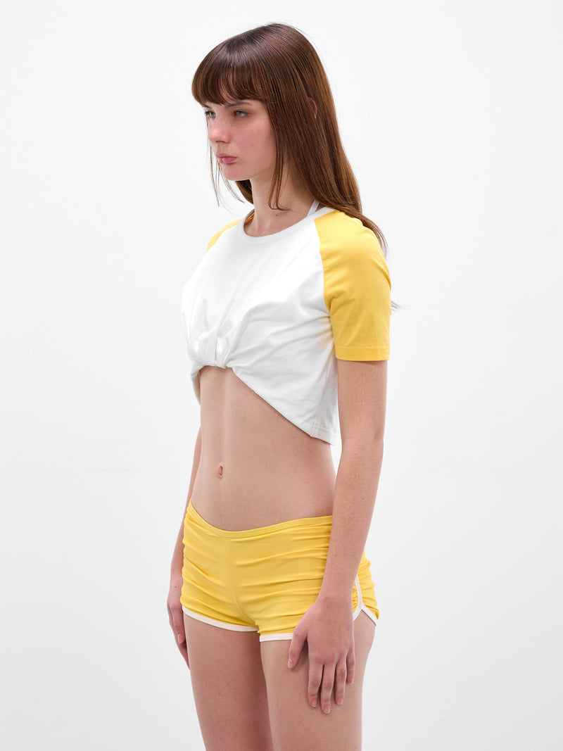 White Tucked Crop Ringer Tee (25041371-ZEST-WHITE)