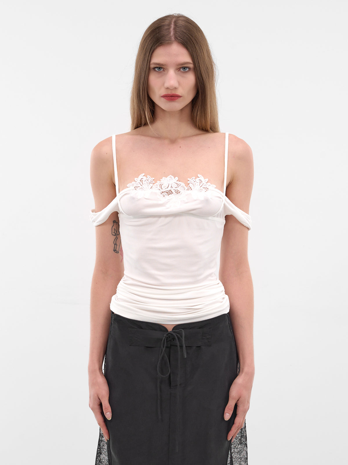 White Hibiscus Embroidered Cami Tank (25041853-WHITE)