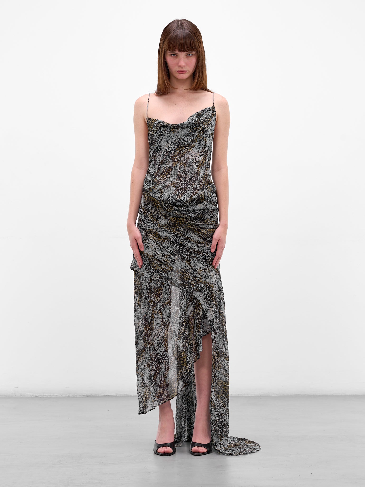 Serpent Print Asymmetric Silk Dress (25043300-SERPENT)