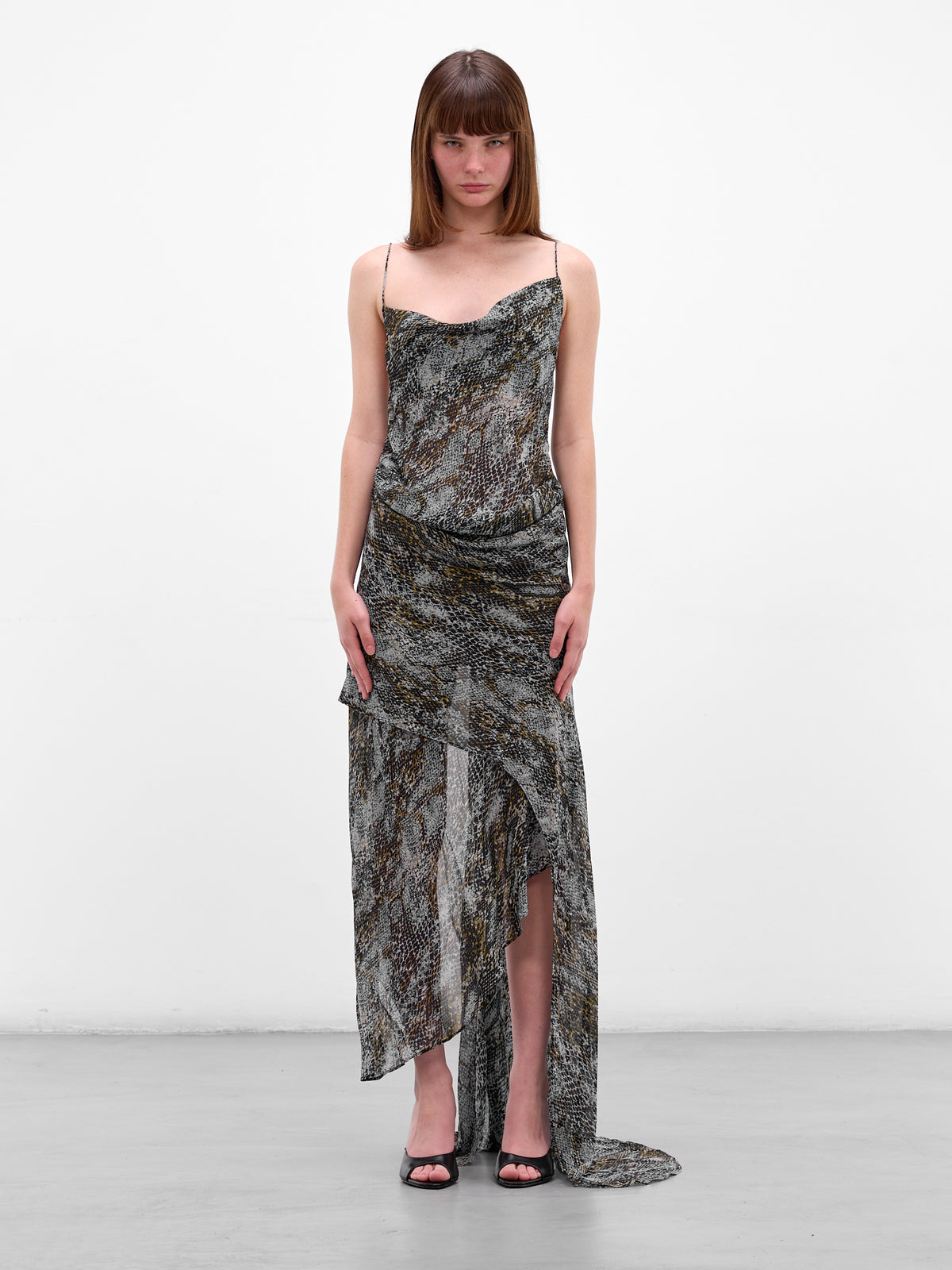 Serpent Print Asymmetric Silk Dress (25043300-SERPENT)