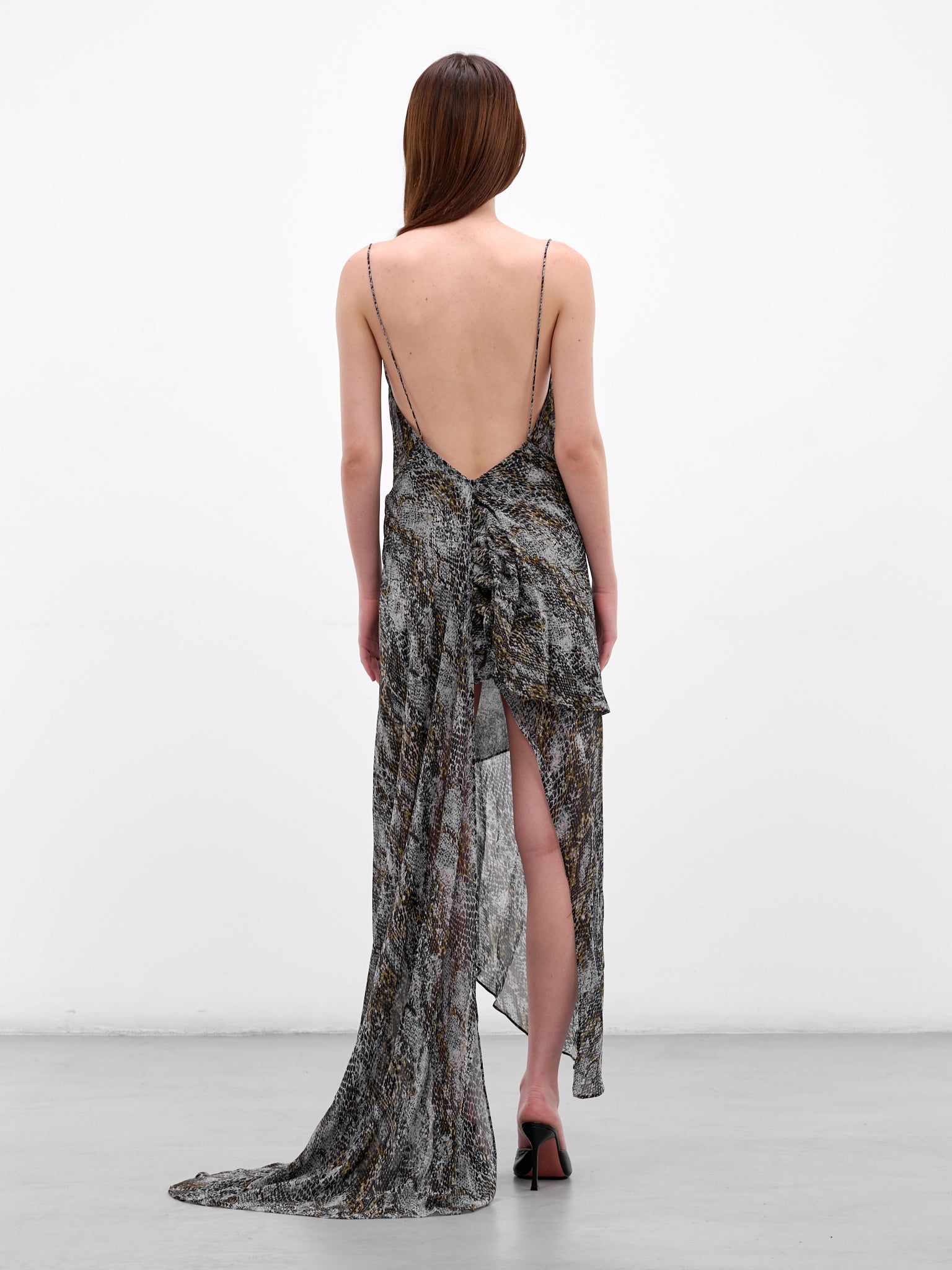 Serpent Print Asymmetric Silk Dress (25043300-SERPENT)